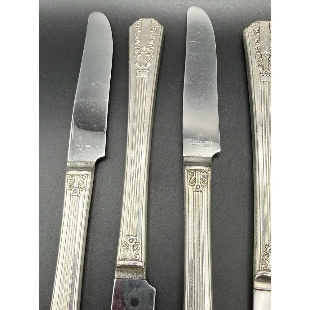 Vintage Oneida Wm A Rogers Silverplate Grille Knife Avenue Pattern 1939 Set Of 6